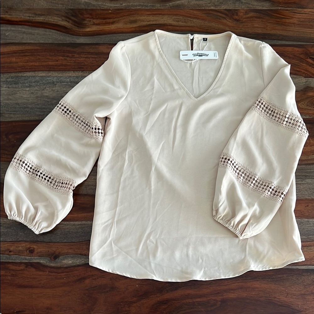 Lily Pulitzer Cream Blouse with Crochet Detail